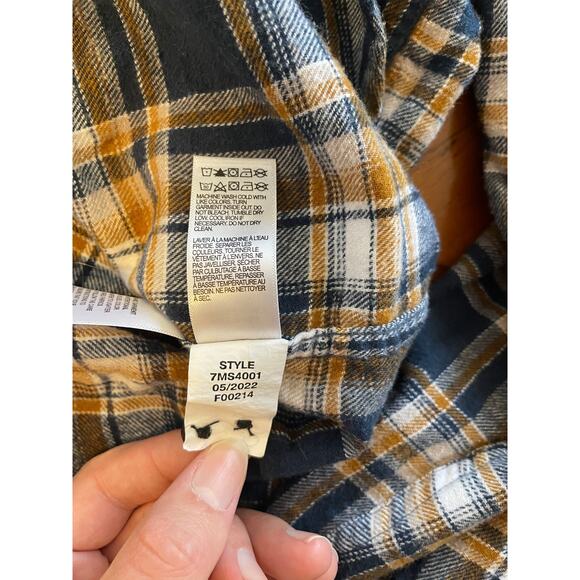 Lucky Brand XXL Womens Button Up Top Long Sleeve Flannel 100% Cotton Blue Yellow - Picture 8 of 12